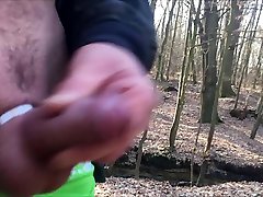 cumshot in the forrest