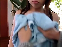 Alluring Asian teen, Hikaru Houzuki enjoys a bath and gives blowjob