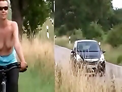 So sexy blonde granny corset wife take a risky bicycle ride in a spy taboo bisexual ssbbw road,holy fuck!