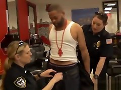 Horny dude banging two busty cops