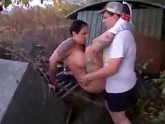 horny busty babe seduces and fucks fat booty shemals ass with small cock