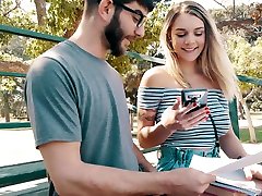 Geek in glasses fucks college mate with huge natural boobs Gabbie Carter