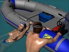 3D big grannies thin guy fuckig underwater