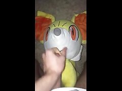 cumming on my fennekin plush