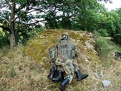 Two Soldiers In German Flecktarn Are Wanking In The Forrest