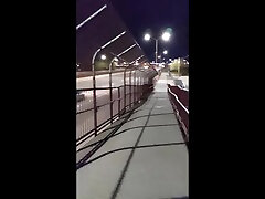 naked public highway bridge walk and traffic exposure