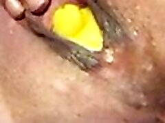 Lemon pushed out pussy