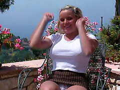 The Sexy Blonde Loves To Slide Her Big Tits Down The Cock