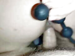 Ride dick vaginal with anal beads