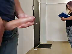 The postwoman caught me jerking off in public near the apartment, she&039;s schoked but she likes to peek
