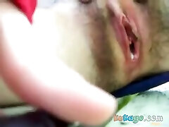 Hot girl gets fingered while masturbating with a toy