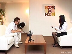 His job interview includes fucking the cute Japanese girl