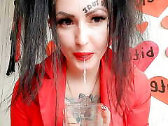 A cocktail of saliva, bananas and strawberries for you, my dirty boy!