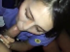 Smartphone personal shooting Cute shy expression ♪ A gal in a policewomans costume takes a soft vacuum blow j.824
